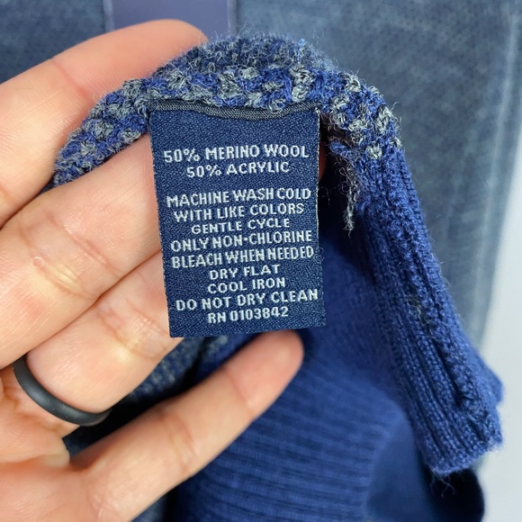 Toscano Mens Merino Wool Blend Crewneck Sweater in Galaxy Blue Size Large - Picture 9 of 9